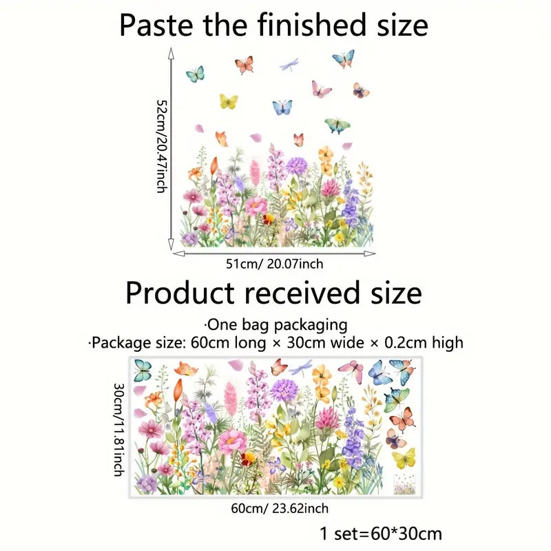 Set 2 Autocolante Geam Cu Flori 60x30cm