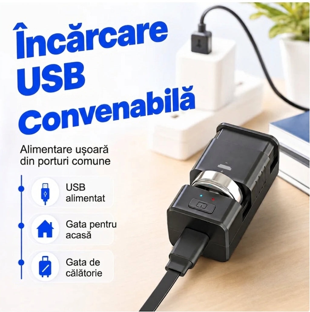 Încărcător cu USB pentru Baterii Reîncărcabile Tip Nasture