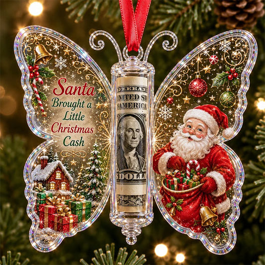 Ornament Fluture Moș Crăciun cu Suport Bani