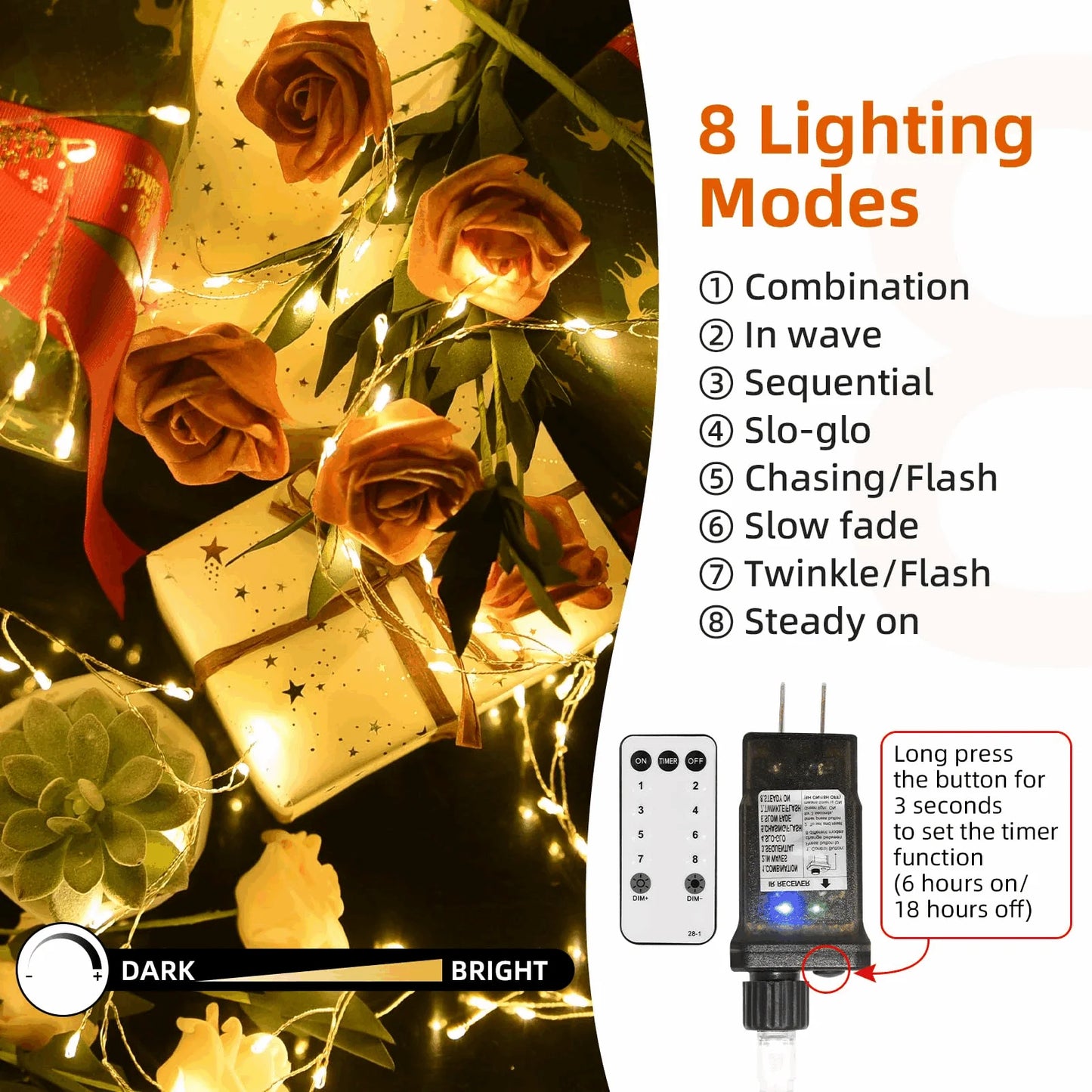 Luminite de Craciun 20M 600 LED-uri cu Efect Artificii