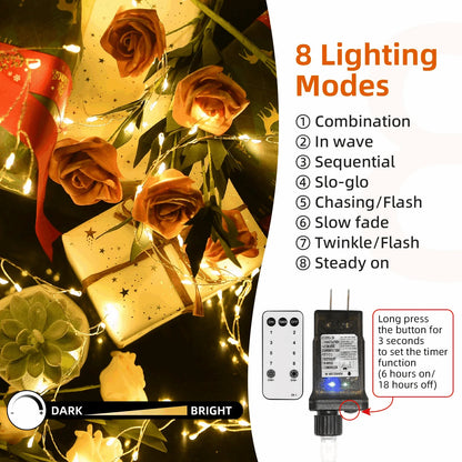 Luminite de Craciun 20M 600 LED-uri cu Efect Artificii