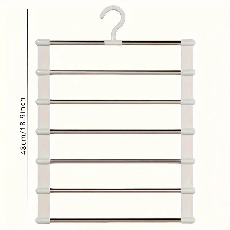 Set 2 Organizatoare Tip Scara Pantaloni cu 6 Tije din Oțel Inoxidabil