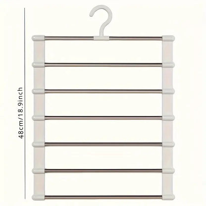 Set 2 Organizatoare Tip Scara Pantaloni cu 6 Tije din Oțel Inoxidabil