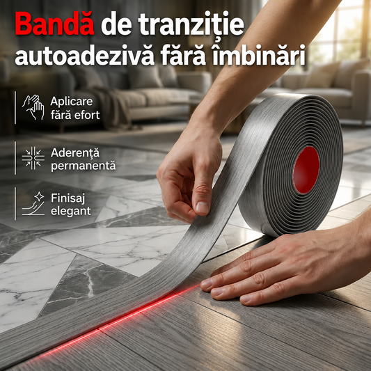 Bandă Flexibilă Autoadezivă pentru Tranziție de Podea (Gri) 1 Metru
