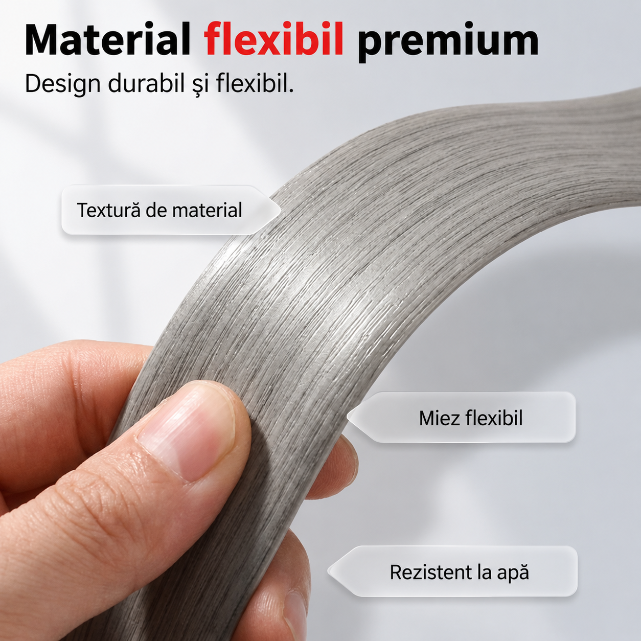 Bandă Flexibilă Autoadezivă pentru Tranziție de Podea (Gri)