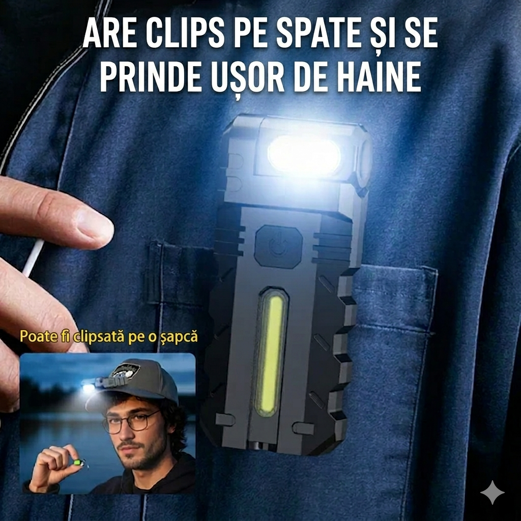 CoreBeamX – Lanternă Multifunctională cu Magnet și Încărcare USB