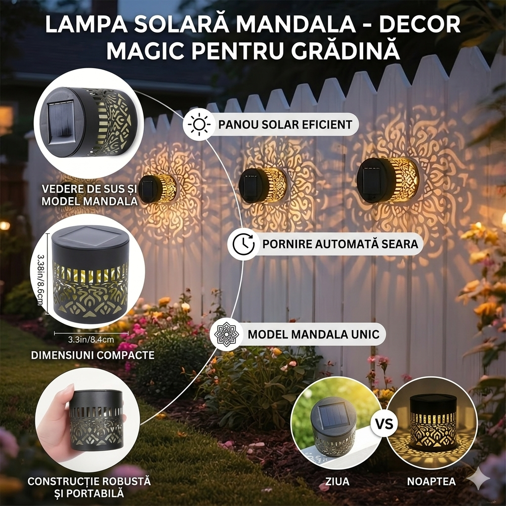 Set 2 Lampi Gradina Solare Mandala