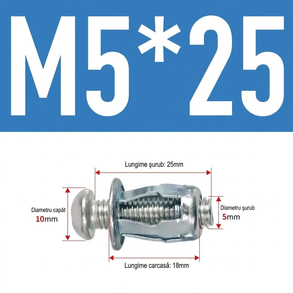 SET 40 Piulițe Nit Expandabile cu Ancorare în 4 Petale