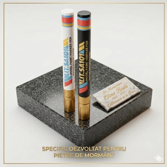 Marker Auriu/Negru Profesional Reconditionare Pietre Funerare