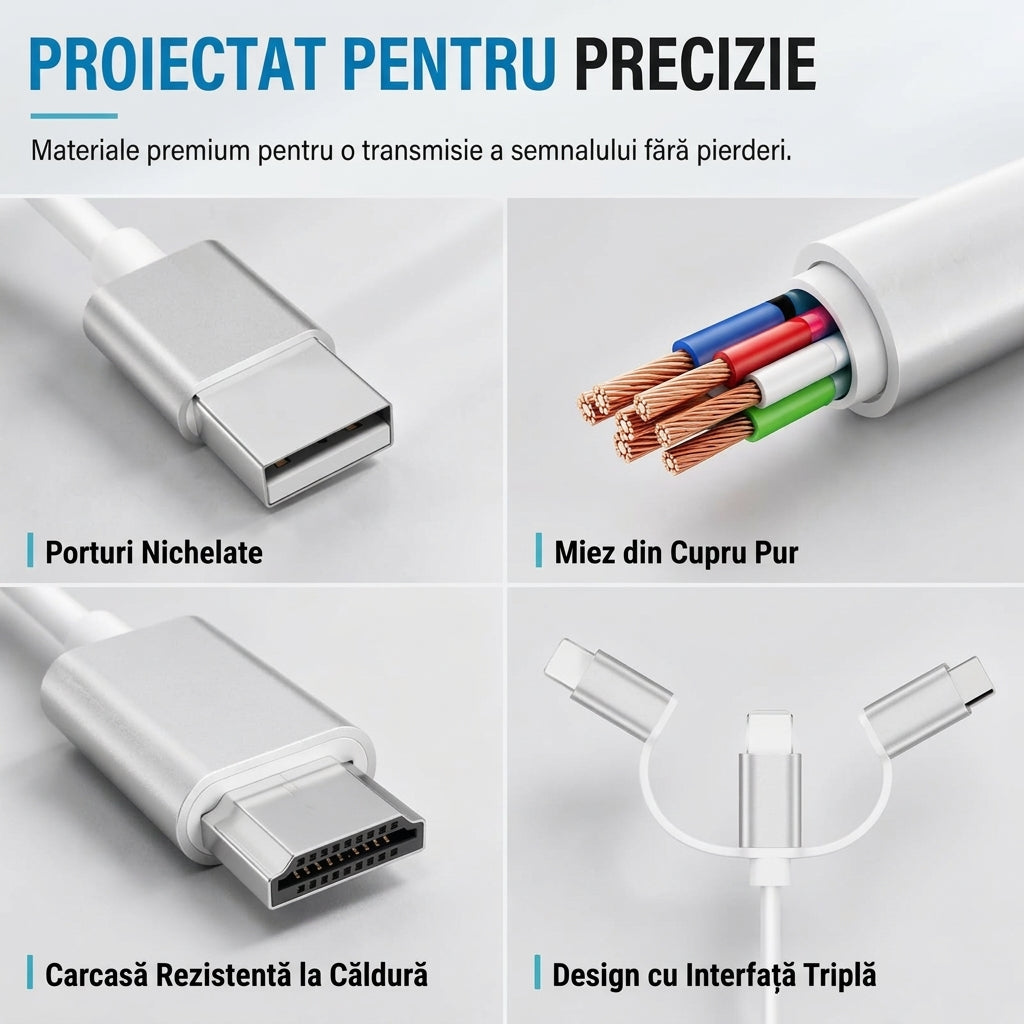 Cablu Telefon-HDMI 3 în 1