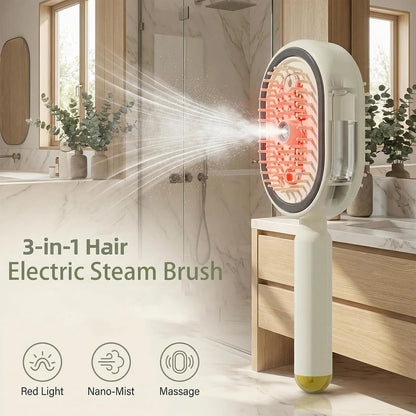 Perie Electrică 3-în-1 cu Abur și Terapie LED – Secretul unui Păr Strălucitor și Sănătos